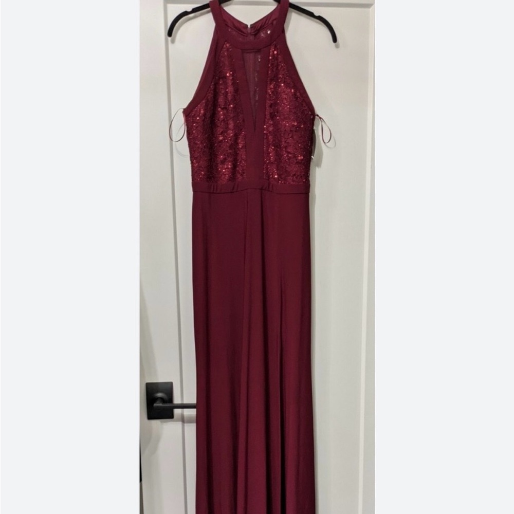 Merlot halter bridesmaid dress